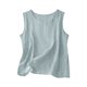 thumbnail image 2 of Auralook Cotton Linen Tank Tops for Women Solid Casual Summer Gauze Shirt Basic Sleeveless Round Neck Loose Vest Beach Vacation Clothes, 2 of 5