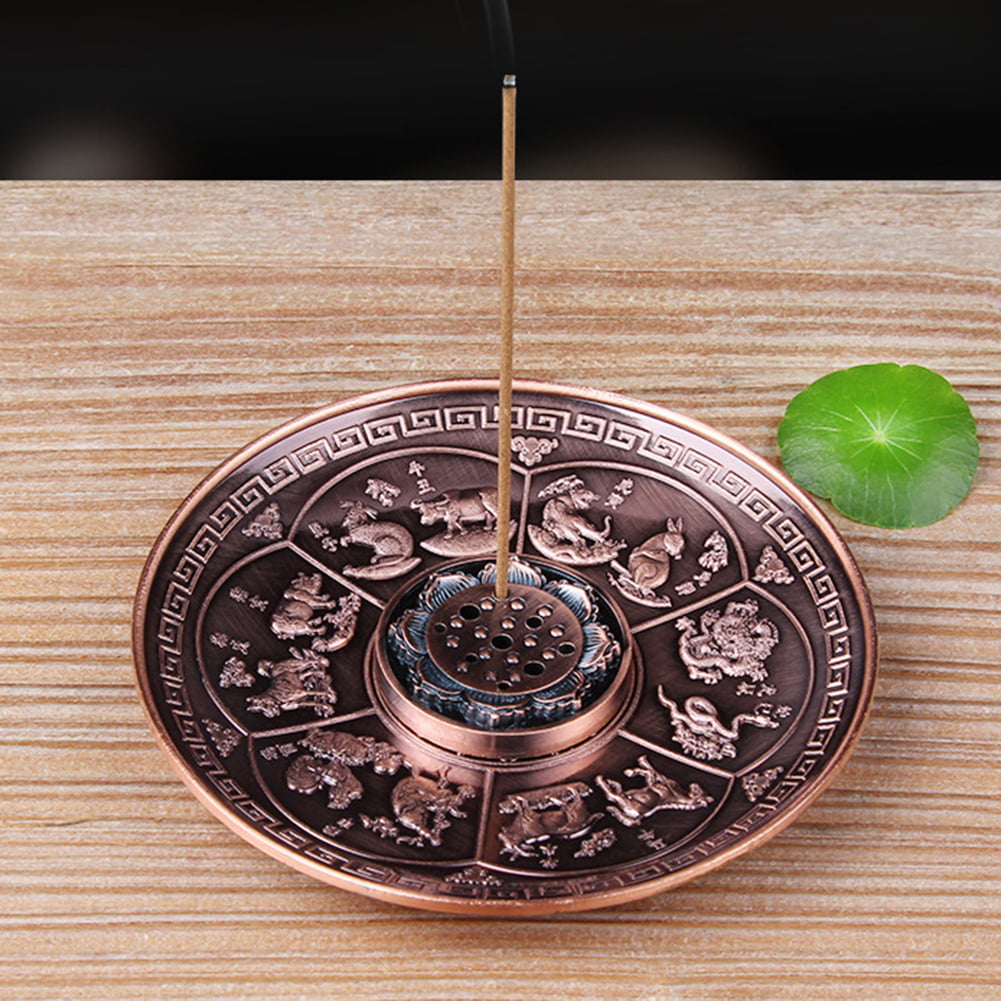 Mini Incense Holder Censer Burner Stick Home Decoration Copper Zodiac Sign Decor 