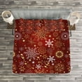 thumbnail image 3 of Ambesonne Winter Quilted Bedspread Set 3 Pcs, Vintage Xmas, Queen Size, Vermilion Yellow White, 3 of 3