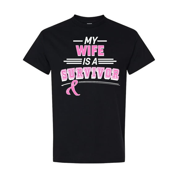 Inktastic My Wife is a Survivor Breast Cancer Awareness T-Shirt