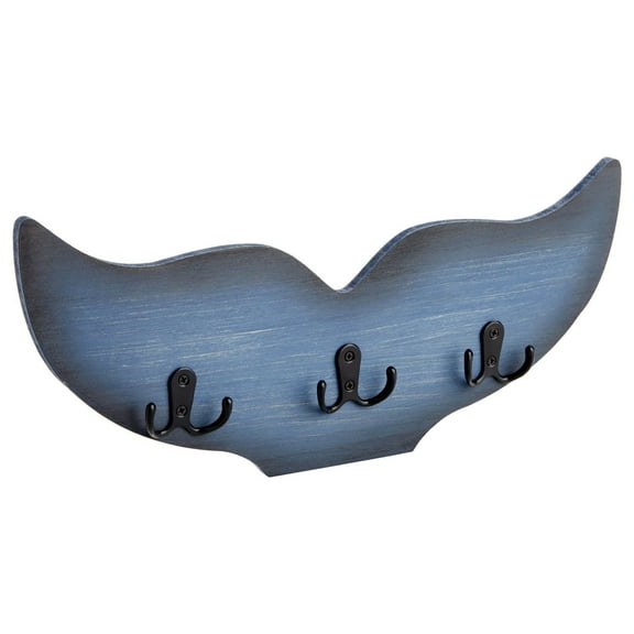 Whale Tail Wall Hook for Nursery, Nautical Ocean Wall Decor (Blue, 15.5 x 6.75 x 1 In)