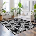 thumbnail image 3 of Area Rugs 5'x7', Grey Geometric Carpet Runner Indoor Outdoor Rugs Home Decor Aesthetic, Black White Boho Non Slip Mats Washable Accent Rug for Living Room Bedroom, 3 of 8