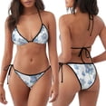 thumbnail image 3 of Fotbe Pale Blue Lotus Flowers Traje de Baño para Mujer de Dos Piezas – Bikini Sexy de Tirantes Tipo Halter con Diseño Triangular, 3 of 6