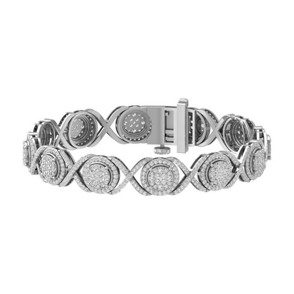 ARAIYA FINE JEWELRY 14K White Gold Round Cluster Diamond Bracelet (3 1/2 cttw, I2-I3 Clarity, I-J Color) 7"