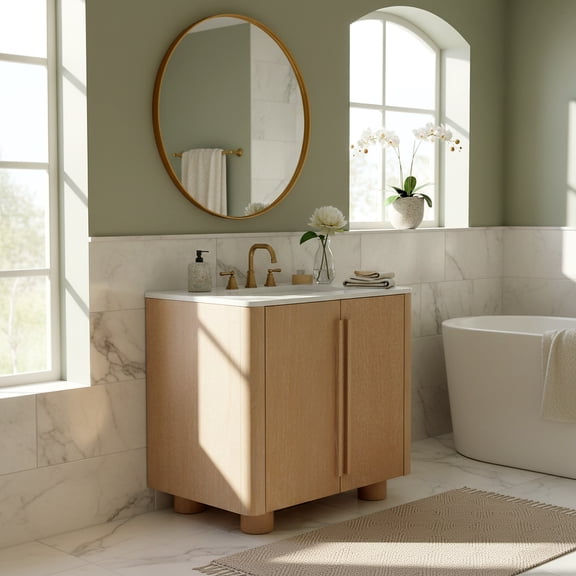 Safavieh Couture Cindybella 36" Single Sink Bathroom Vanity, Natural/White