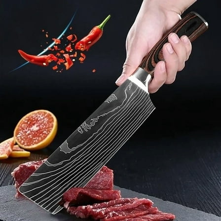 Japanese Kitchen Knife Set Stainless Steel Damascus Pattern Cleaver Chef Knives