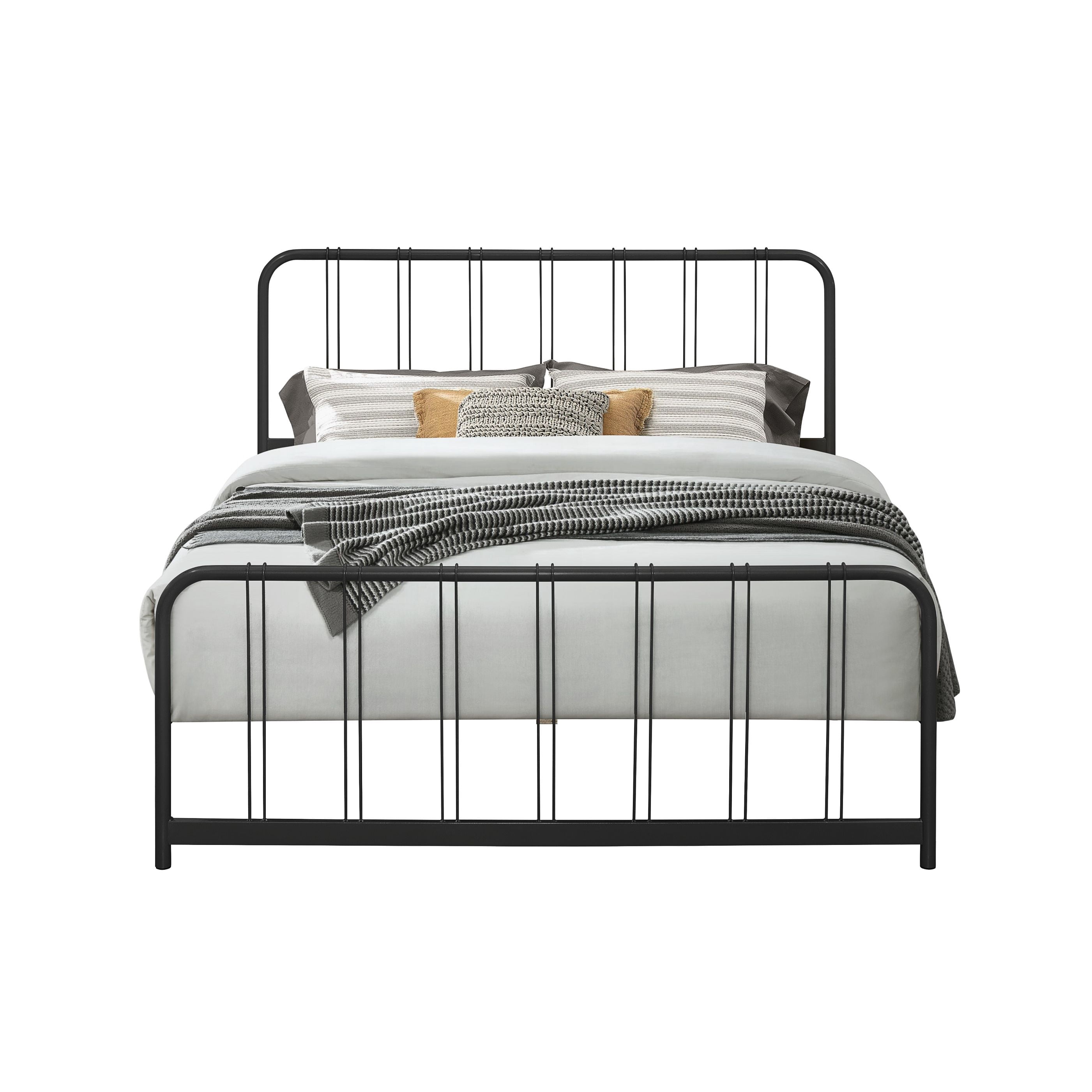 Home Design Debra King Metal Platform Bed Frame with Sturdy Frame and Openwork Design, Black, Easy Assembly