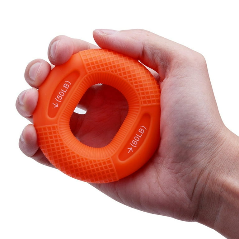 Hand Grip Strengthener Silicone Rings Resistance Hand Gripper strength  training, Orange 50LB 60LB