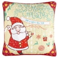 thumbnail image 2 of SAFAVIEH Neve Santa Claus Merry Christmas 18" x 18" Holiday Pillow, Champagne/Red, 2 of 4