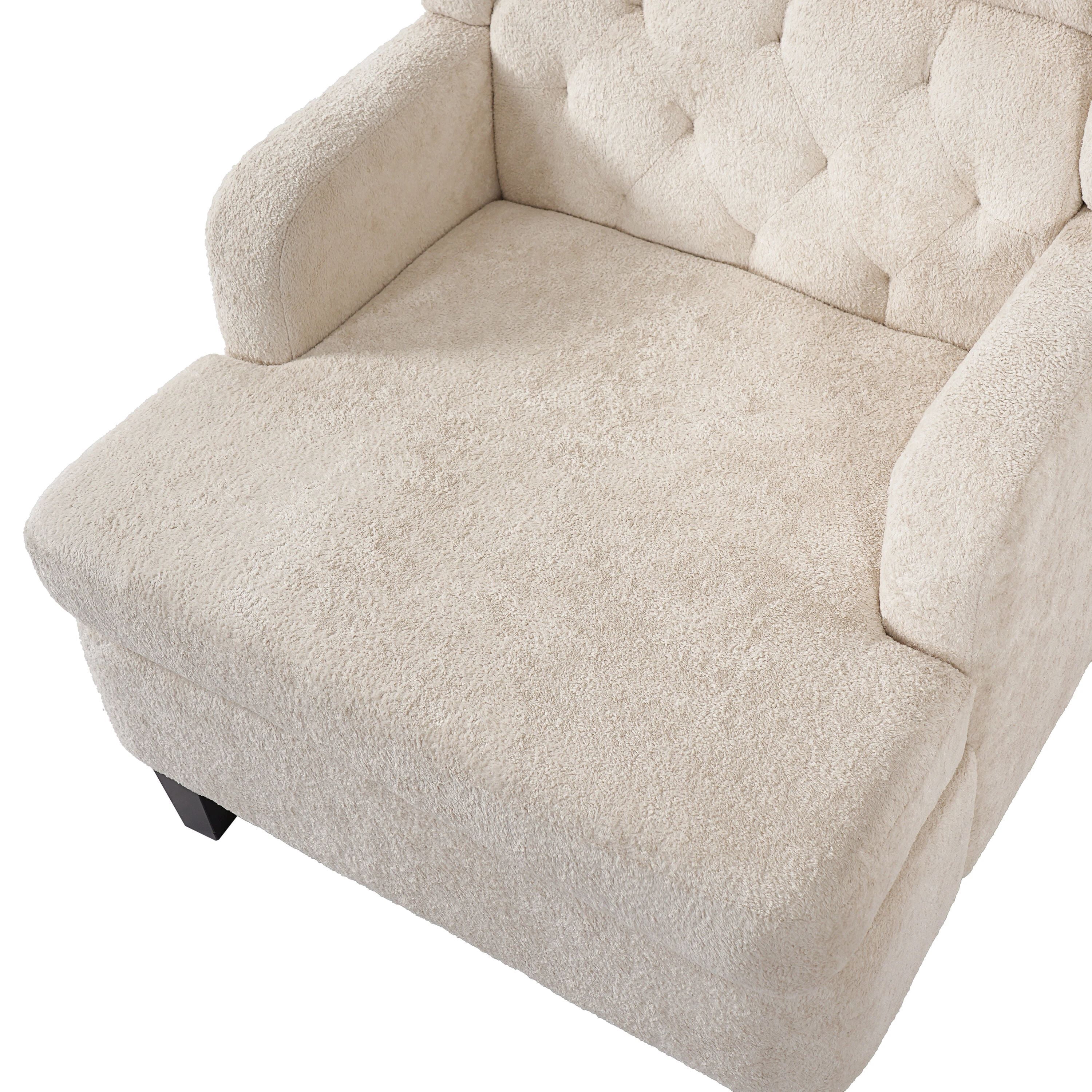 Euroco Modern Accent Chair,Upholstered Armchair with Solid Wood Frame,Comfy Reading Chair,Living Room Chair for Bedroom, Guest Room,Beige