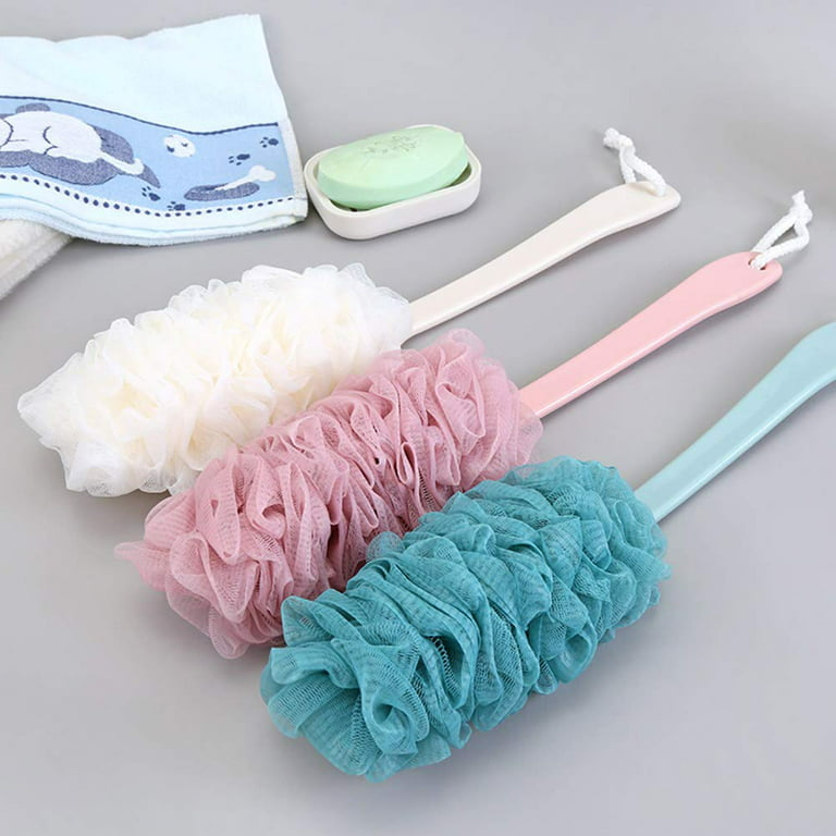 Bath Scrubber Brush Long Handle Shower Body Sponges Back Nylon Mesh Brush  for Utility Bathroom Accessories for Men and Women (Random Color) 