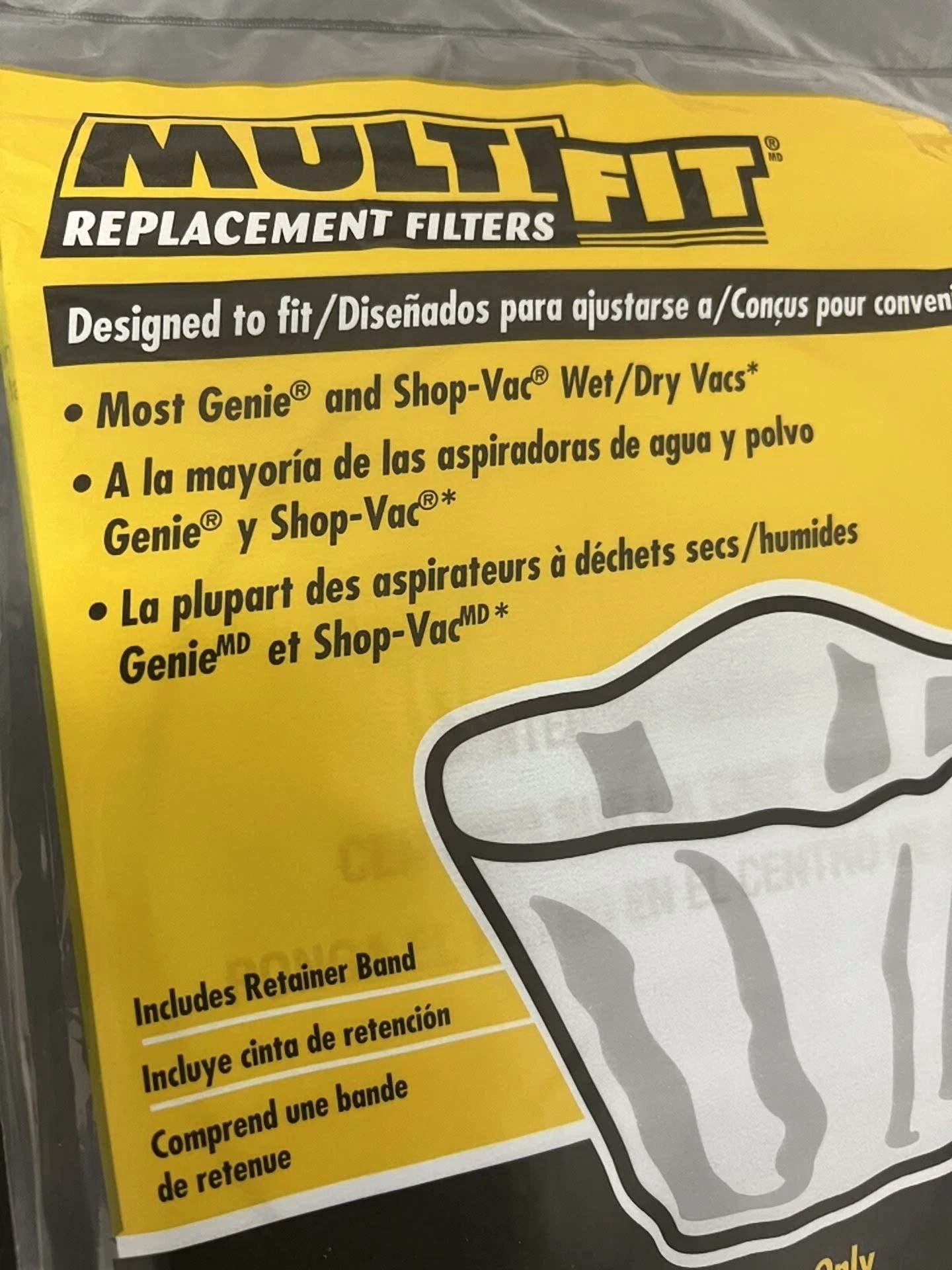 CRESTIN- 3-Pack Disposable Dry Filter With Retainer Band F/ Most Shop-Vac Wet/Dry Vacuums