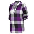 thumbnail image 5 of HAPIMO Sales Women's Plaid Shirts Half Sleeve Stand Collar Notch V-Neck Color Block Blouse Casual Tunic Pullover Tops Teen Grils Fashion Clothes Purple XXXL, 5 of 9