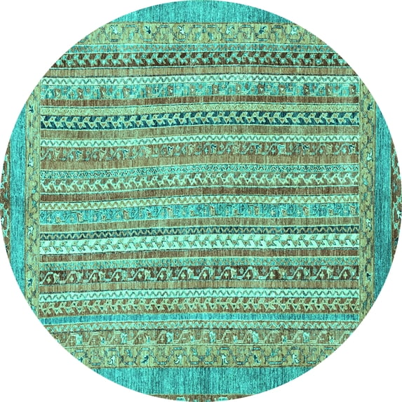Ahgly Company Indoor Round Abstract Turquoise Blue Modern Area Rugs, 6' Round