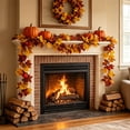thumbnail image 5 of Fall Decor Artificial Maple Leaf Rattan with Pumpkins and Berries, 78.74 Inch Long Green Plastic Faux Hanging Vine for Halloween and Thanksgiving Indoor Outdoor Wall Door Mantle Decor, 5 of 6