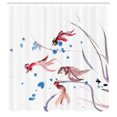 thumbnail image 3 of Ambesonne Ethnic Shower Curtain, Traditional Ink Painting, 69"Wx84"L, Red and Blue, 3 of 5