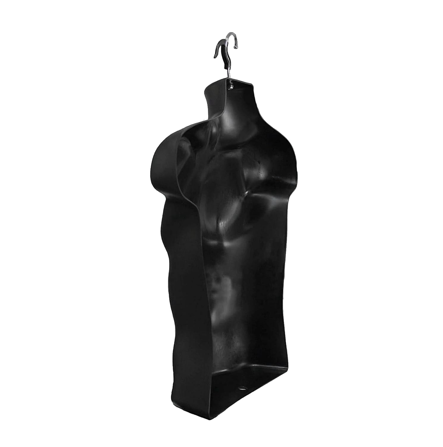 DisplayTown 2 Pack Black Male Mannequins Hollow Back Body Torso w/ Metal Stands with Metal Pole & Hanging Hook for Tshirt Display, S-M Sizes