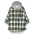 thumbnail image 2 of 2023 Winter Womens Shacket Jacket Plaid Jacket for Women Classic Button Down Drawstring Hooded Shirts Coat Long Sleeve Casual Plus Size Soft Fleece Lined Outerwear Up to 65% off, 2 of 3
