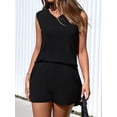 thumbnail image 5 of Women'S 2 Piece Shorts Sets V Neck Long Tank Tops High Waisted Loose Fit Matching Travel Outfits Black S, 5 of 8