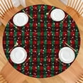 thumbnail image 2 of Red and Green Plaid Christmas Snow Pattern Round Fitted Tablecloth with Elastic Edge,Dining Table Cover Waterproof,Outdoor Round Tablecloth for Camping,Dining,Indoor and Outdoor, 2 of 7