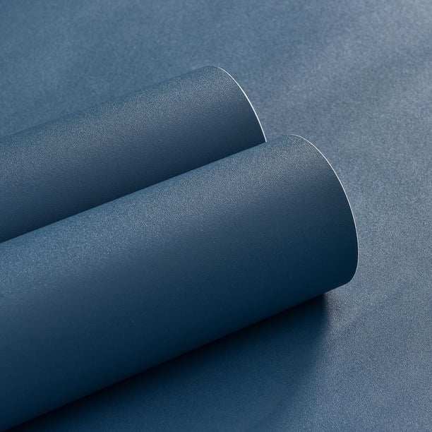 HyunHome Papel pintado azul, papel de contacto azul marino, papel pintado grueso para despegar y pegar, 24 x 394 pulgadas, papel de contacto con textura sólida mate, autoadhesivo, extraíble, impermeab