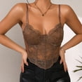 thumbnail image 2 of Women Summer Tops Women Sexy Lace Sleeve French High End Design Sense Short Style Top Deep Side Cut Tops for Body Workout Suit Camisole Tunic Cute for Juniors Bodysuit Shirts Glitter Girl Brown L, 2 of 7