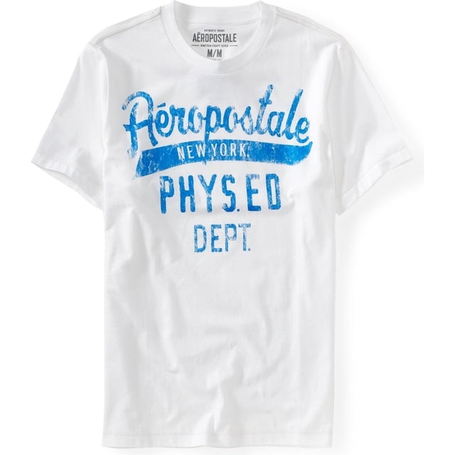 Aeropostale Hombres Nueva York Phys. Ed Dept. Camiseta gráfica, blanca, extra pequeña