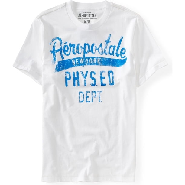 Aeropostale Hombres Nueva York Phys. Ed Dept. Camiseta gráfica, blanca, extra pequeña