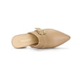 thumbnail image 4 of BLISSFUL STEP Women's Shoes Buckle Strap Pointed Toe Chunky Heel PU Vamp Mule Shoes Khaki 10, 4 of 8