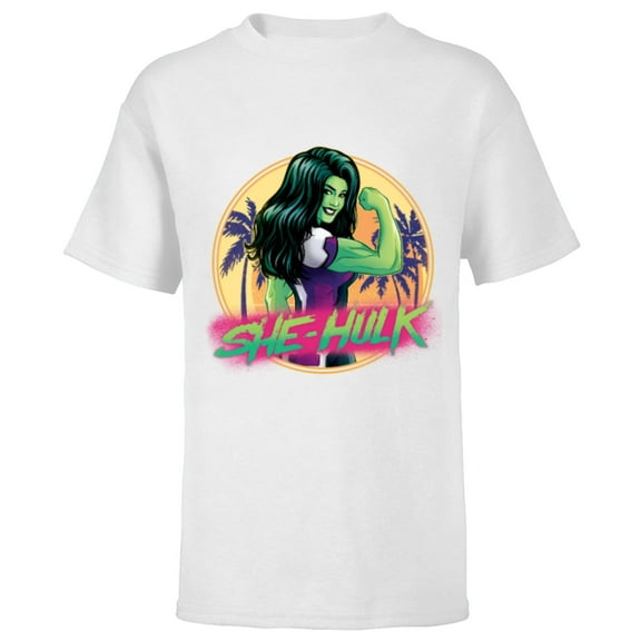 Marvel She-Hulk Jennifer Walters Palm Tree Flex - Short Sleeve T-Shirt for Kids - Customized-White