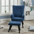 thumbnail image 3 of Modern Accent Chair and Ottoman Set, SYNGAR Upholstered Reading Chair with Soft Adjustable Backrest and Footrest, Home Leisure Chair with Ottoman, for Living Room, Bedroom, Balcony, Navy, D5462, 3 of 9