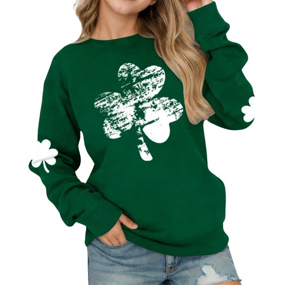 WOYY Girl's St. Patrick's Day Graphic Sweatshirt Kids Casual Soft Sweatshirts, Sizes 3-14