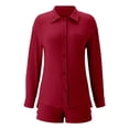 thumbnail image 5 of Tiijoy Teen Girl's Outfits Linen Long Sleeve Button Up Shirt Shorts Set, Sizes 5-14, 5 of 8