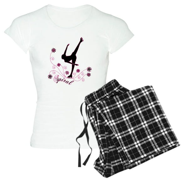 CafePress - Ice Skating Spiral Women's Light Pajamas - Women's Short Sleeve Print T-Shirt and Pants Light Cotton Pajama Set