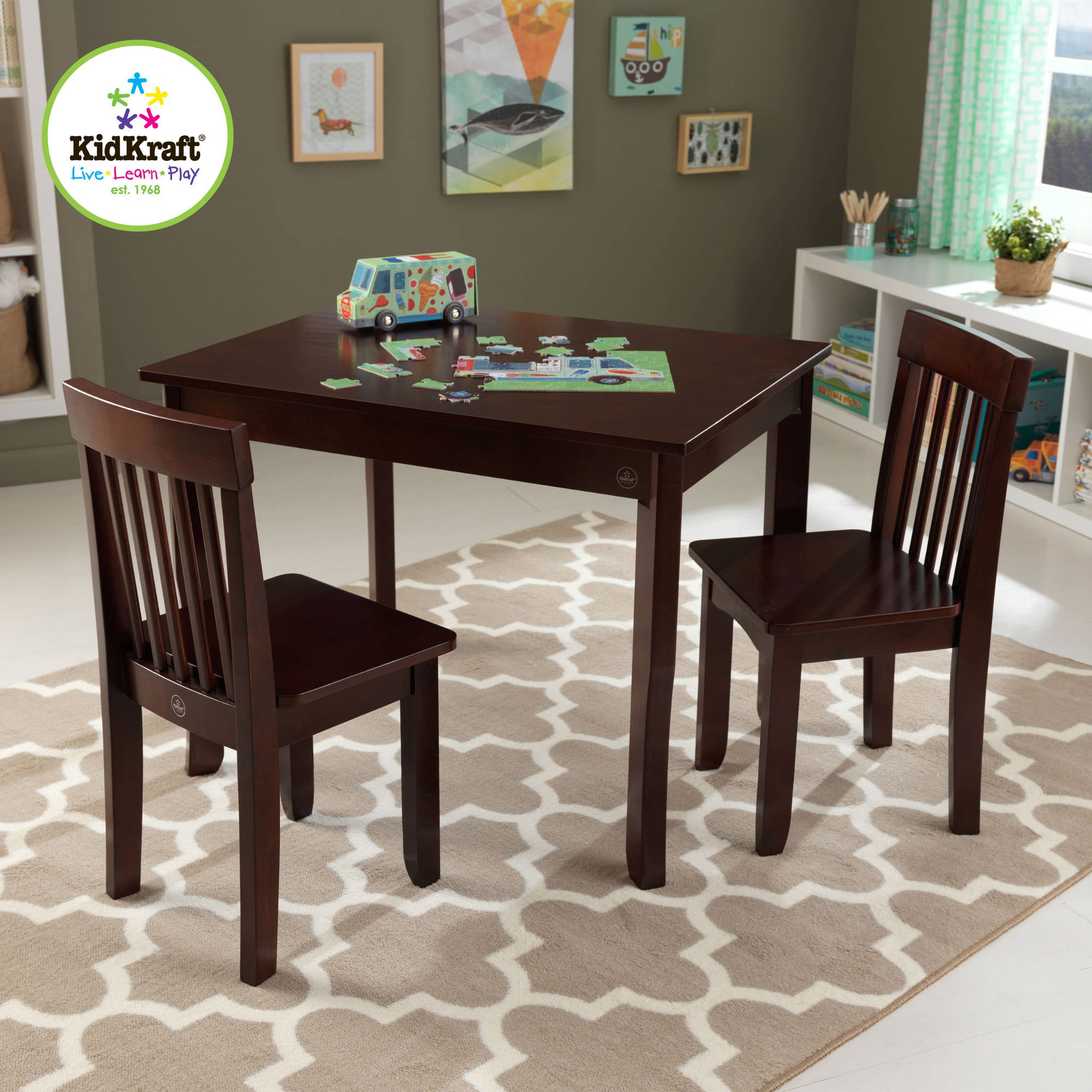Kidkraft Modern Table 2 Chair Set Highlighter Walmart throughout Elegant  table and chair set for 2 with regard to Your home