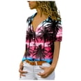 thumbnail image 1 of Hauts d'Été pour Femmes Chemise Décontractée Imprimée à Manches Courtes Bleu Ciel m, 1 of 5