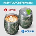 thumbnail image 4 of Camouflage 12oz Stainless Steel Insulated Wine Tumbler with Lid and Straw – Double Wall Vacuum Mug for Hot & Cold Drinks, 304 Steel Interior, Sweat-Free Design, 4 of 5