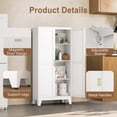 thumbnail image 3 of Metal Kitchen Pantry Storage Cabinet with 2 Doors and 3 Adjustable Shelves, White, 3 of 6