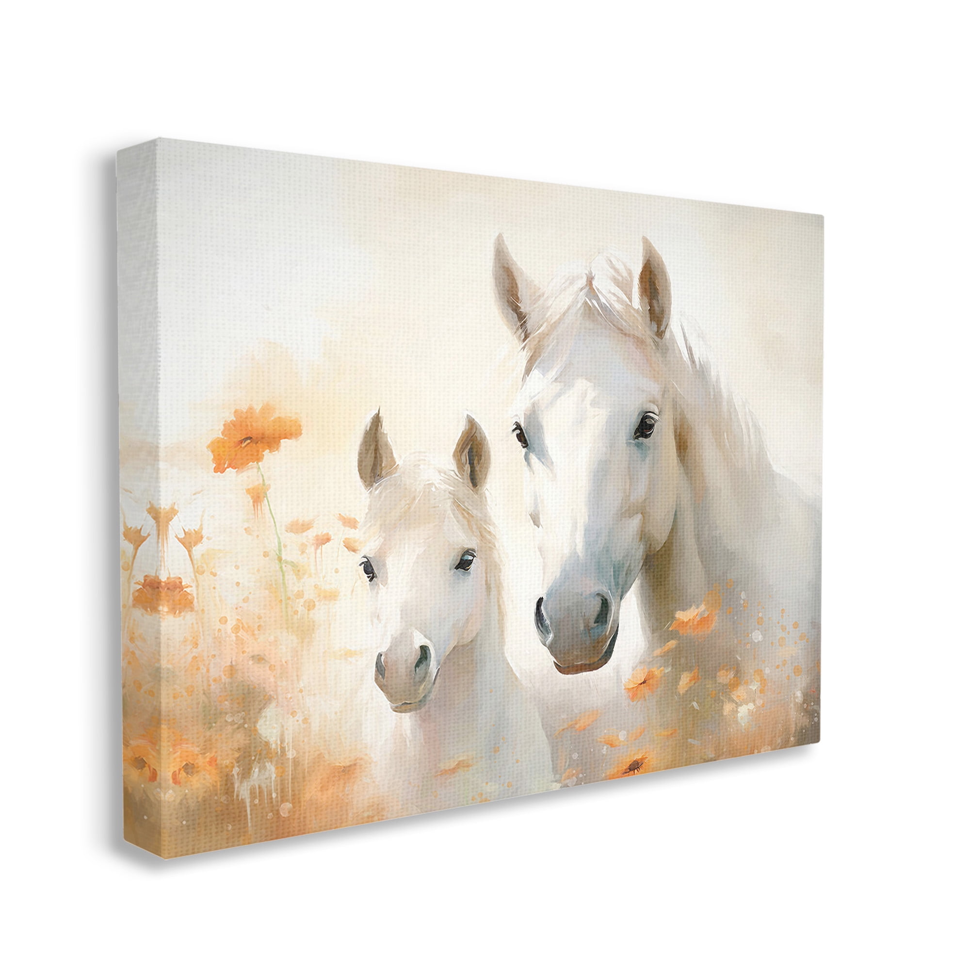 Stupell Industries Horse & Foal with Flowers Animals & Insects Painting Gallery Wrapped Canvas Art Print Wall Art, 48 x 36