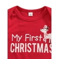 thumbnail image 5 of Qiylii Baby Girls Christmas Outfits Letter Print Long Sleeve Bodysuit+Trousers+Cap, 5 of 8