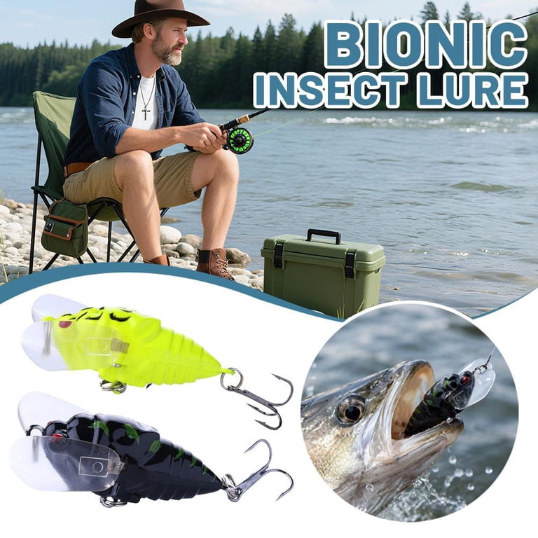 bionic insect fishing lures Blarkrus Fishing Lures Floating Bionic Topwater, Insect Mimic Design with Popper, for Freshwater Fishing Setup and Daily Use, Size: 7