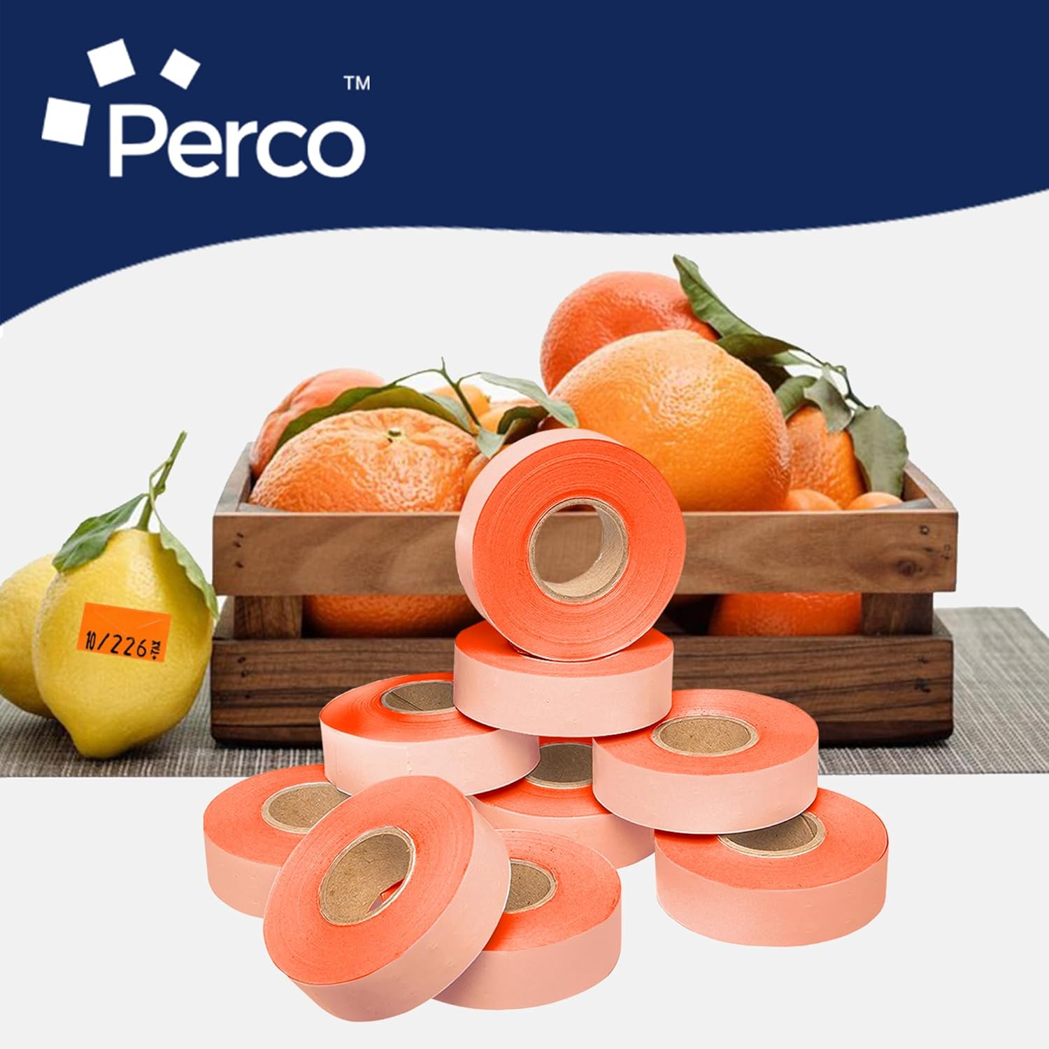 Perco Fluorescent Red Price Marking Labels - 11,000 Blank Labels for Garvey 22-6/22-7/22-8 Price Gun with Ink Rolls Included - 9 Rolls, 1 Sleeve - Made in USA