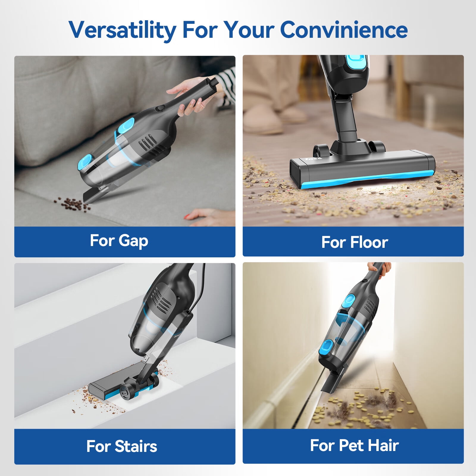 INSE Corded Vacuum Cleaner, Ultra-Lightweight Bagless Upright Vacuum for Home Hard Floor Carpet Pet Hair Car