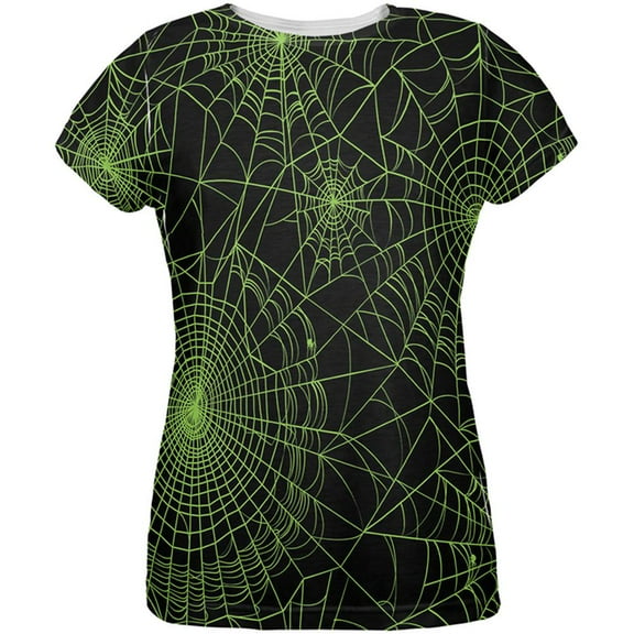 Halloween Spider Webs All Over Womens T-Shirt - Medium