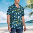 thumbnail image 3 of Pofeuu Modern Excavator Print Hawaiian Shirt for Men Sleeves Casual Button Down Summer Beach Dress Shirts T-Shirts,Large, 3 of 7