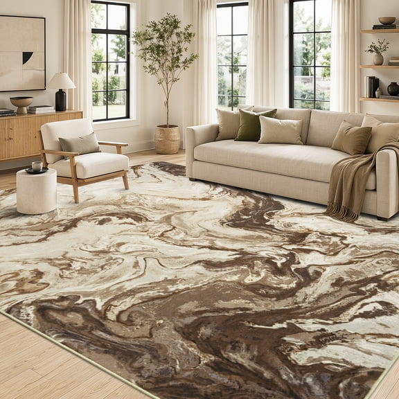 Ivalue Area Rug 6x9 Modern Living Room Rugs Low Pile Neutral Area Rug for Bedroom