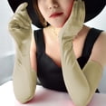 thumbnail image 6 of Anuirheih Long Elbow Satin Gloves, 18‘’ Women's Wedding Party Gloves Stretchy Opera Gloves for Evening Party and Dance(Beige), 6 of 8
