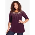 thumbnail image 2 of Roaman's Women's Plus Size Three Quarter Sleeve Embellished Tunic, 2 of 6