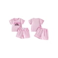 thumbnail image 2 of BemeyourBBs Toddler Baby Girl Cowgirl Birthday Outfits Summer 1 2 3 4 5 6 Years Old Birthday Clothes Cowgirl Hat Letter Embroidery Short Sleeve T Shirt and Rolled Shorts Set, 2 of 9