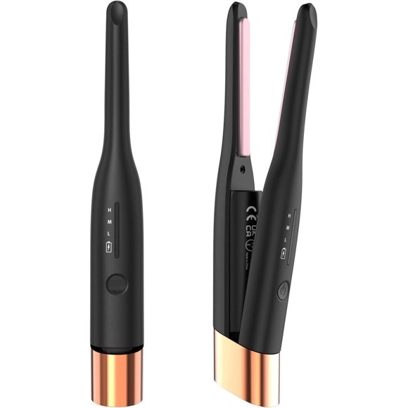 Pencil Straighteners, 3/10 Inch Cordless Hair Straighteners with 4800mAh Battery, 3 Heating Modes, Mini Hair Straightener for Short Hair & Beard and Pixie Cut, 2 in 1 Hair Straightener and Curler